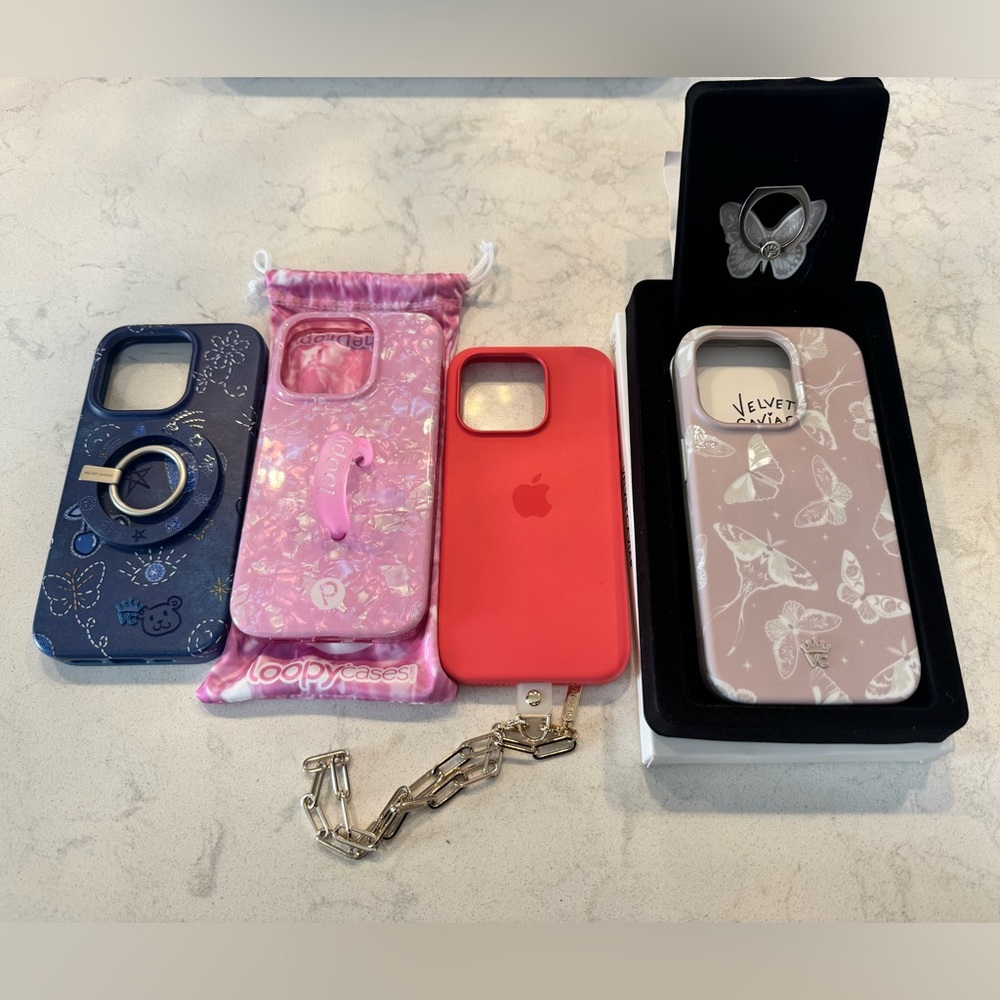 LOT OF iPHONE 15 PRO BRAND CASES & GRIP STANDS